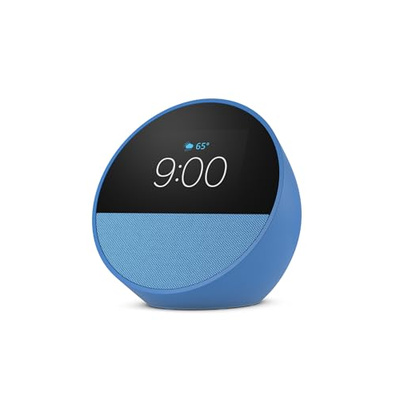 Amazon Echo Spot (newest model), Great for nightstands, offices and kitchens, Smart alarm clock with Alexa, Ocean Blue (Ocean Blue, Device only)