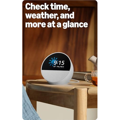Amazon Echo Spot (newest model), Great for nightstands, offices and kitchens, Smart alarm clock with Alexa, Ocean Blue (Ocean Blue, Device only)