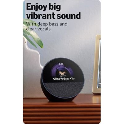 Amazon Echo Spot (newest model), Great for nightstands, offices and kitchens, Smart alarm clock with Alexa, Ocean Blue (Ocean Blue, Device only)
