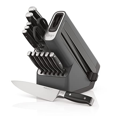 Ninja Knife Set, Knife Sharpener, Knife Block Set, Stainless Steel Knives, 14 Piece Set, Steak Knives, Chef Knives and More, Foodi NeverDull, Black, K32014​ (14pc Set - Black)