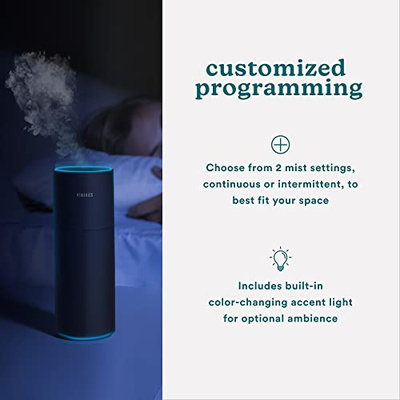 Homedics Portable Humidifier - Small Air Humidifiers for Bedroom, Plants, Office, Travel - Cool Mist Humidifiers, Color-Changing Accent Light, 2 Mist Settings, Black (Black)