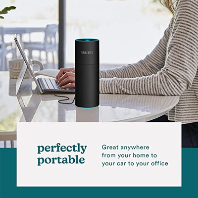 Homedics Portable Humidifier - Small Air Humidifiers for Bedroom, Plants, Office, Travel - Cool Mist Humidifiers, Color-Changing Accent Light, 2 Mist Settings, Black (Black)