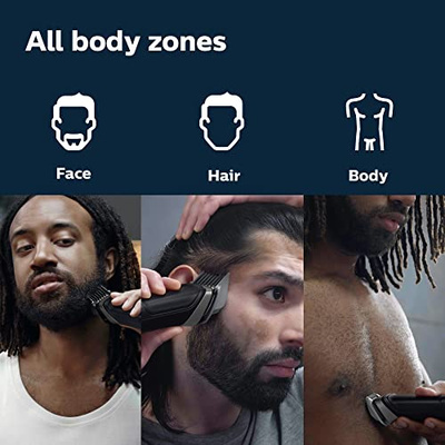 Philips Norelco Multigroom Series 5000 18 Piece, Beard Face, Hair, Body and Intimate Hair Trimmer for Men - NO BLADE OIL MG5910/49 (Black, MG5910/49 - 18 Pieces)