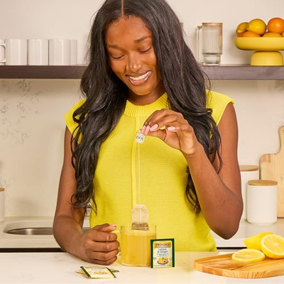 Twinings Lemon & Ginger Herbal Tea Individually Wrapped Bags, 100 Count (Pack of 1), Tangy Lemon, Spicy Ginger, Naturally Caffeine-Free, Enjoy Hot or Iced, 100 Teabags (Lemon & Ginger Herbal, 100 Count (Pack of 1))