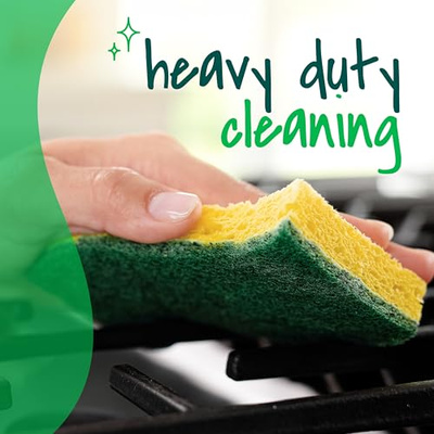 Scotch-Brite Heavy Duty Scrub Sponge, 12 Kitchen Sponges, Designed for Tough Messes in the Kitchen, Lasts 3X Longer*, Best for Cast Iron Skillets, Outdoor Grills, Flexible, Durable & Strong (12 Scrub Sponges)