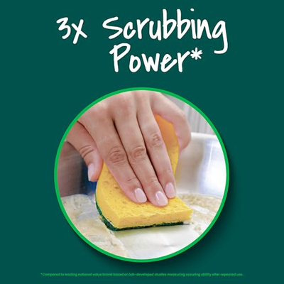 Scotch-Brite Heavy Duty Scrub Sponge, 12 Kitchen Sponges, Designed for Tough Messes in the Kitchen, Lasts 3X Longer*, Best for Cast Iron Skillets, Outdoor Grills, Flexible, Durable & Strong (12 Scrub Sponges)