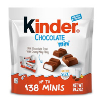 Kinder Chocolate Mini, 29.2 oz Bulk Pack, Up to 138 Minis, Milk Chocolate Bar with Creamy Milky Filling, Individually Wrapped Candy (Pack of 1)