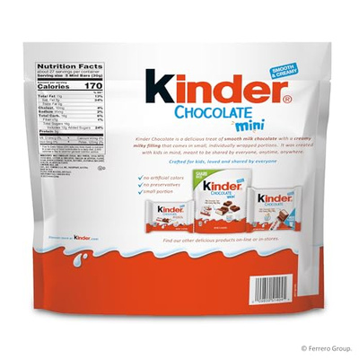Kinder Chocolate Mini, 29.2 oz Bulk Pack, Up to 138 Minis, Milk Chocolate Bar with Creamy Milky Filling, Individually Wrapped Candy (Pack of 1)