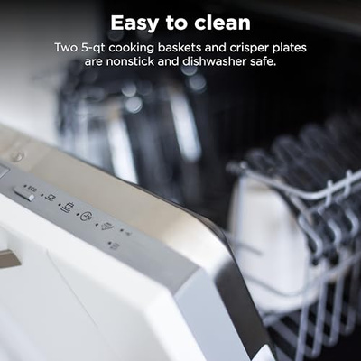 Ninja DZ550 Foodi 10 Quart 6-in-1 DualZone Smart XL Air Fryer with 2 Independent Baskets, Smart Cook Thermometer for Perfect Doneness, Match Cook & Smart Finish to Roast, Dehydrate & More, Grey (10-QT With Thermometer)