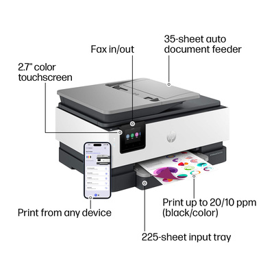 HP - OfficeJet Pro 8139e Wireless AI-Enabled AiO Inkjet Printer w/ 12 Mo. of Instant Ink with HP+ (+ 1 Bonus Month w/ Code) - White
