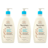 Aveeno Baby Gentle Body Wash & Shampoo with Natural Oat Extract, Tear-Free, Paraben-Free & Phthalate-Free Formula for Baby’s Sensitive Hair & Body, Lightly Scented, 18 fl. oz, 3 Pack (18 Fl Oz (Pack of 3))