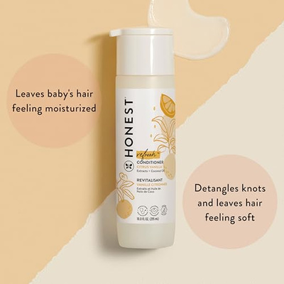 The Honest Company Silicone-Free Conditioner | Gentle for Baby | Naturally Derived, Tear-free, Hypoallergenic | Citrus Vanilla Refresh, 10 fl oz (Citrus Vanilla Refresh, 10 Fl Oz (Pack of 1))