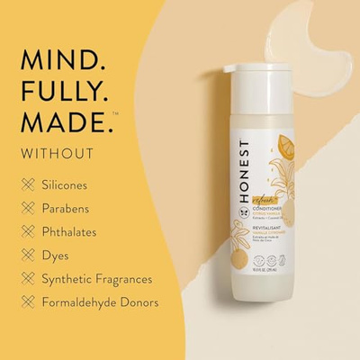 The Honest Company Silicone-Free Conditioner | Gentle for Baby | Naturally Derived, Tear-free, Hypoallergenic | Citrus Vanilla Refresh, 10 fl oz (Citrus Vanilla Refresh, 10 Fl Oz (Pack of 1))