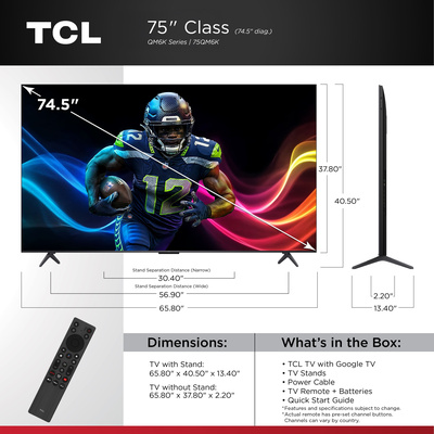 TCL - 75" Class QM6K Series 4K UHD HDR QD Mini LED Smart TV with Google TV (2025)