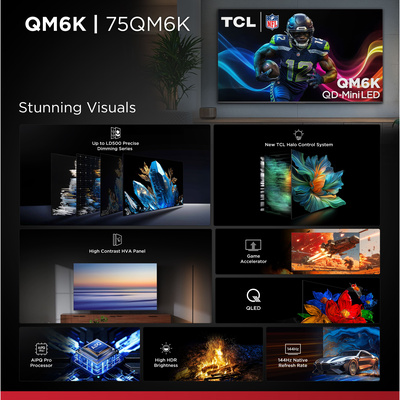 TCL - 75" Class QM6K Series 4K UHD HDR QD Mini LED Smart TV with Google TV (2025)