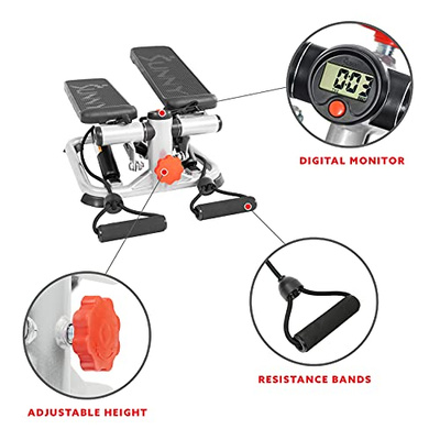 Sunny Health & Fitness Mini Steppers for Exercise at Home, Stair Step Workout Machine, Full Body Cardio Equipment, with Optional Free SunnyFit App Connection and Resistance Band (Classic)