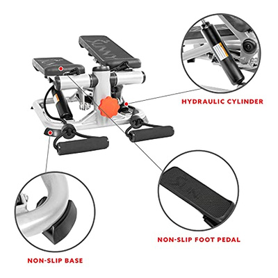 Sunny Health & Fitness Mini Steppers for Exercise at Home, Stair Step Workout Machine, Full Body Cardio Equipment, with Optional Free SunnyFit App Connection and Resistance Band (Classic)