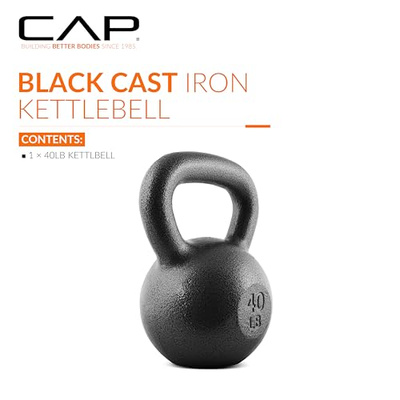 CAP Barbell Black Cast Iron Kettlebell Single or Set | 10-80 Lbs (40 LBS - Single)