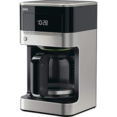 Braun BrewSense 12 Cup Drip Coffee Maker - Pause & Pour Mid Brew, Coffee Machine with 24-Hour Timer & Clock, Bold & Regular Strength, 1-4 Cup Functions, Self Clean, Auto Shutoff, Stainless Steel (Advanced Settings)