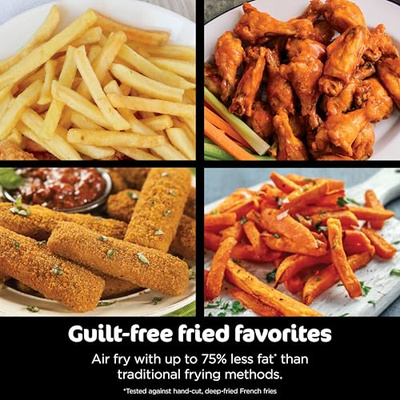 Ninja Foodi 6-in-1 FlexBasket Air Fryer with 7-QT MegaZone & Basket Divider for Large Proteins & Full Meals, Smart Finish Cook 2 Foods 2 Ways, Family Sized Capacity, Air Fry, Roast & More, Black DZ071 (7-QT With Flex Basket)