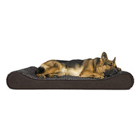 Furhaven Orthopedic Dog Bed for Large Dogs w/ Removable Washable Cover, For Dogs Up to 75 lbs - Ultra Plush Faux Fur & Suede Luxe Lounger Contour Mattress - Chocolate, Jumbo/XL (45.0"L x 30.0"W x 6.0"Th, Chocolate)