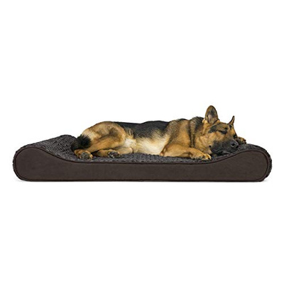 Furhaven Orthopedic Dog Bed for Large Dogs w/ Removable Washable Cover, For Dogs Up to 75 lbs - Ultra Plush Faux Fur & Suede Luxe Lounger Contour Mattress - Chocolate, Jumbo/XL (45.0"L x 30.0"W x 6.0"Th, Chocolate)