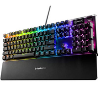 SteelSeries USB Apex 5 Hybrid Mechanical Gaming Keyboard – Per-Key RGB Illumination – Aircraft Grade Aluminum Alloy Frame – OLED Smart Display (Hybrid Blue Switch) (Black, Apex 5, Hybrid Blue – Tactile & Clicky)