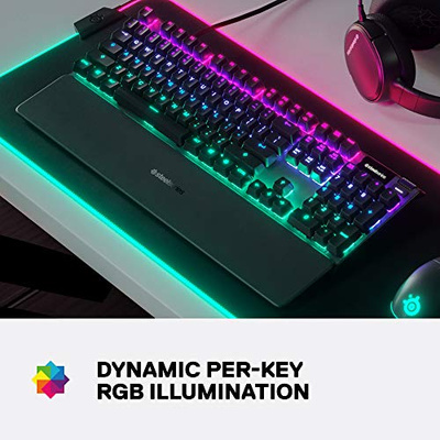 SteelSeries USB Apex 5 Hybrid Mechanical Gaming Keyboard – Per-Key RGB Illumination – Aircraft Grade Aluminum Alloy Frame – OLED Smart Display (Hybrid Blue Switch) (Black, Apex 5, Hybrid Blue – Tactile & Clicky)