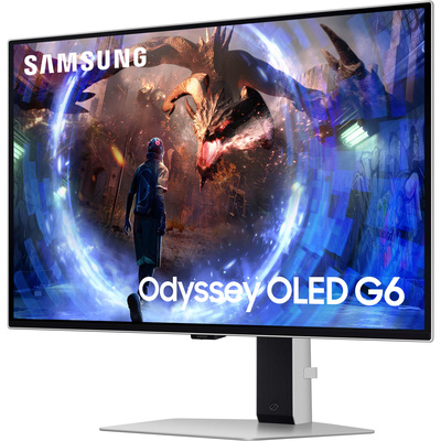 Samsung - 27" Odyssey OLED G6 (G60SD) QHD 360Hz 0.03ms FreeSync Premium Pro Gaming Monitor with HDR - Silver