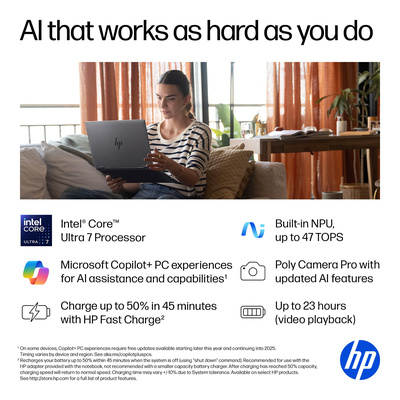 HP - OmniBook X Flip 2-in-1 - Copilot+ PC - 16" 2K Touch-Screen Laptop - Intel Core Ultra 7 - 32GB Memory - 2TB SSD - Eclipse Gray