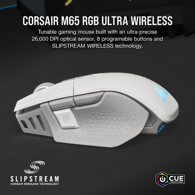 CORSAIR - M65 Ultra Wireless Optical Gaming Mouse with Slipstream Technology - Wireless - White