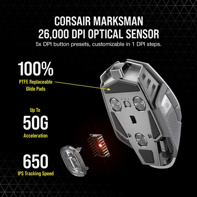 CORSAIR - M65 Ultra Wireless Optical Gaming Mouse with Slipstream Technology - Wireless - White