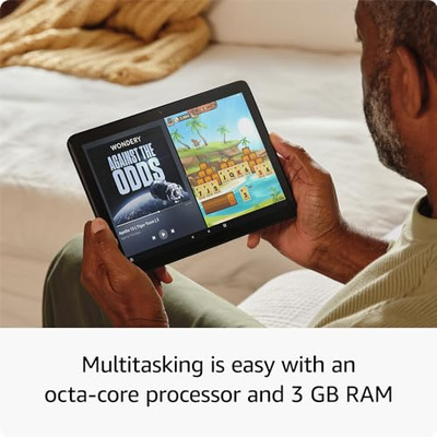 Amazon Fire HD 10 tablet (newest model) built for relaxation, 10.1" vibrant Full HD screen, octa-core processor, 3 GB RAM, 32 GB, Black (32 GB, With Lockscreen Ads, Black, Amazon Fire HD 10)
