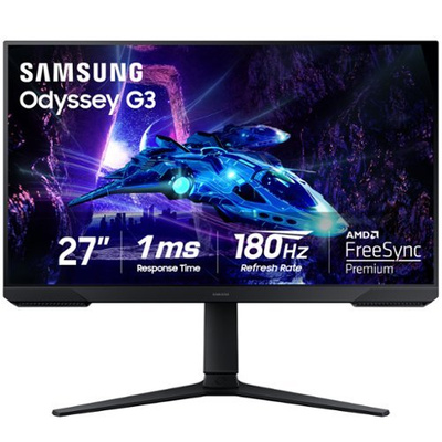 Samsung - Odyssey G30D 27" LED AMD FreeSync Premium 180Hz 1ms Gaming Monitor (DisplayPort, HDMI) - Black