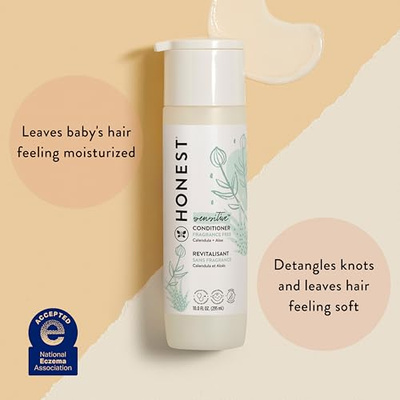 The Honest Company Silicone-Free Conditioner | Gentle for Baby | Naturally Derived, Tear-free, Hypoallergenic | Fragrance Free Sensitive, 10 fl oz (Fragrance Free Sensitive, 10 Fl Oz (Pack of 1))