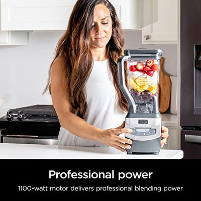 Ninja BL660 Professional Compact Smoothie & Food Processing Blender, 1100-Watts, 3 Functions -for Frozen Drinks, Smoothies, Sauces, & More, 72-oz.* Pitcher, (2) 16-oz. To-Go Cups & Spout Lids, Gray (Generation 1 (with 2 cups))