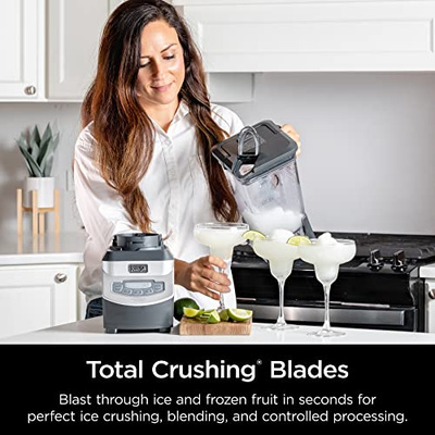 Ninja BL660 Professional Compact Smoothie & Food Processing Blender, 1100-Watts, 3 Functions -for Frozen Drinks, Smoothies, Sauces, & More, 72-oz.* Pitcher, (2) 16-oz. To-Go Cups & Spout Lids, Gray (Generation 1 (with 2 cups))