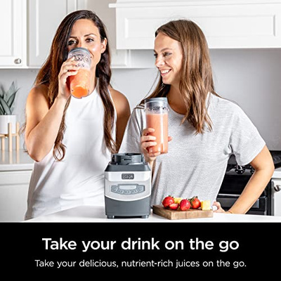 Ninja BL660 Professional Compact Smoothie & Food Processing Blender, 1100-Watts, 3 Functions -for Frozen Drinks, Smoothies, Sauces, & More, 72-oz.* Pitcher, (2) 16-oz. To-Go Cups & Spout Lids, Gray (Generation 1 (with 2 cups))
