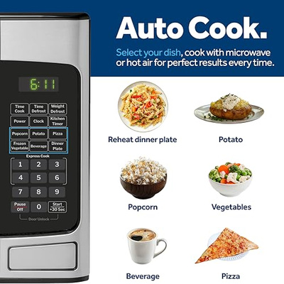 GE GCST11X1WSS Microwave Oven, 950-watt 6 Auto Cooking Settings, Child-Lock Technology, Kitchen Essentials for The Countertop, Dorm Room or Apartment, 1.1 Cu. Ft, Stainless Steel (Child-Lock Technology 1.1 Cu. Ft.)