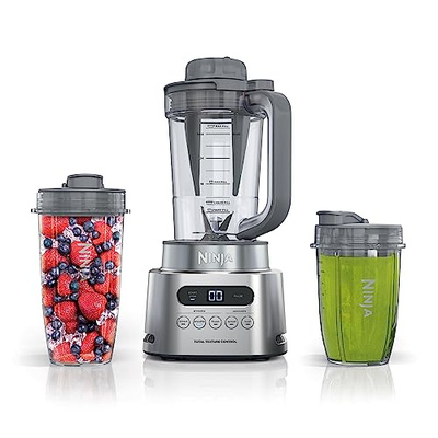Ninja SS151 TWISTi Blender DUO, High-Speed 1600 WP Smoothie Maker & Nutrient Extractor* 5 Functions Smoothie, Spreads & More, smartTORQUE, 34-oz. Pitcher & (2) To-Go Cups, Gray (34-oz. Pitcher & (2) To-Go Cups)