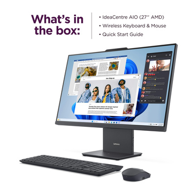 Lenovo - IdeaCentre AIO 27" FHD IPS LCD Touch-Screen All-In-One - AMD Ryzen 5 7535HS - 8GB Memory - 512GB SSD - Grey