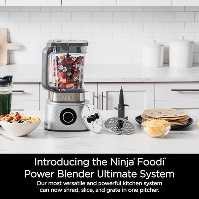 Ninja Blender & Food Processor Combo, Foodi Power Blender System for Smoothies, Bowls, Spreads & Shakes, 6 Functions, 72-oz Pitcher, To-Go Cups, Silver, SS401 (1600-Peak-Watts)