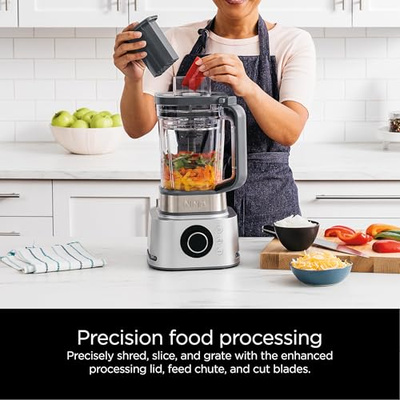 Ninja Blender & Food Processor Combo, Foodi Power Blender System for Smoothies, Bowls, Spreads & Shakes, 6 Functions, 72-oz Pitcher, To-Go Cups, Silver, SS401 (1600-Peak-Watts)