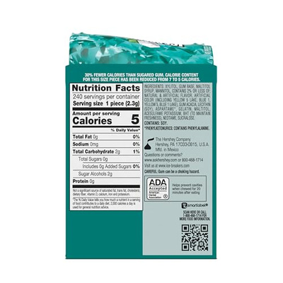 ICE BREAKERS Ice Cubes Wintergreen Flavored Sugar Free Chewing Gum Bottles, 3.24 oz (6 Count, 40 Pieces)