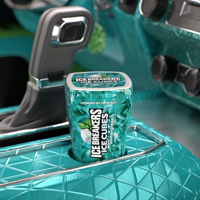 ICE BREAKERS Ice Cubes Wintergreen Flavored Sugar Free Chewing Gum Bottles, 3.24 oz (6 Count, 40 Pieces)