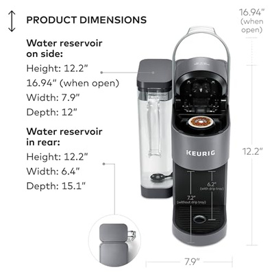 Keurig K-Supreme Single Serve K-Cup Pod Coffee Maker, MultiStream Technology, 4 Brew Sizes, 66oz Dual-Position Removable Reservoir, Gray (Gray, Coffee Maker)