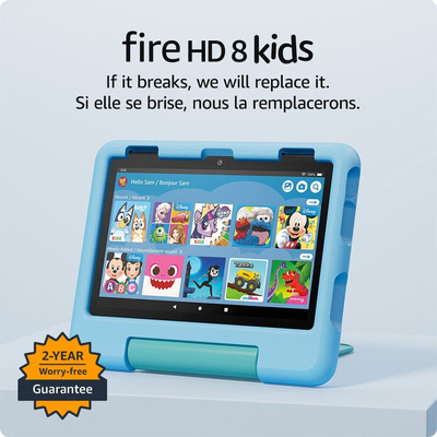 Amazon - Fire HD 8 Kids tablet, ages 3-7 | 3GB memory, 13-hr battery, 32GB, (2024 release) - Blue