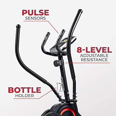 Sunny Health & Fitness Cardio Climber Stepping Elliptical Exercise Machine for Home with 8 Levels of Magnetic Resistance, Performance Monitor, Full Body Workout (Black)