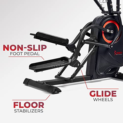 Sunny Health & Fitness Cardio Climber Stepping Elliptical Exercise Machine for Home with 8 Levels of Magnetic Resistance, Performance Monitor, Full Body Workout (Black)