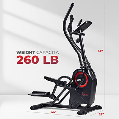 Sunny Health & Fitness Cardio Climber Stepping Elliptical Exercise Machine for Home with 8 Levels of Magnetic Resistance, Performance Monitor, Full Body Workout (Black)